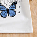 Girls' Summer Casual Outfit: White Butterfly Print | SAMAG