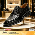 2026 new ostrich leather pattern men's genuine leather formal wear handmade cowhide Fashion casual business leather shoes