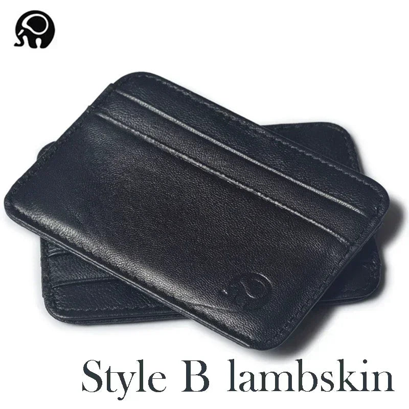 Fashion 100% Genuine Leather Thin Bank Credit Card Case Mini Card Wallet Men Bus Card Holder Cash Change Pack Business ID Pocket