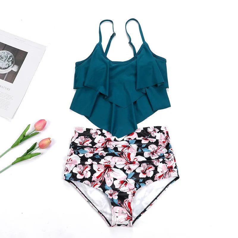 Swimwear Ruffles Women Suits Two Piece Sets Printed | SAMAG