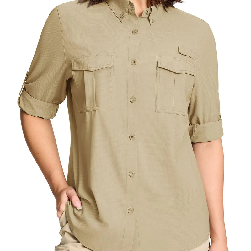 TACVASEN Women's UPF50+ Quick Dry Hiking Fishing Blouse - View 9 | SAMAG