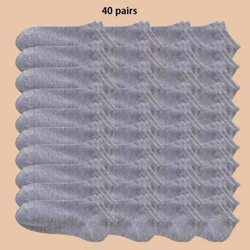 5/10/40Pairs Summer Solid Low Cut Ankle Socks Men Women Sports Socks Odor Proof Sweat Absorbing Sock Male lady Hosiery