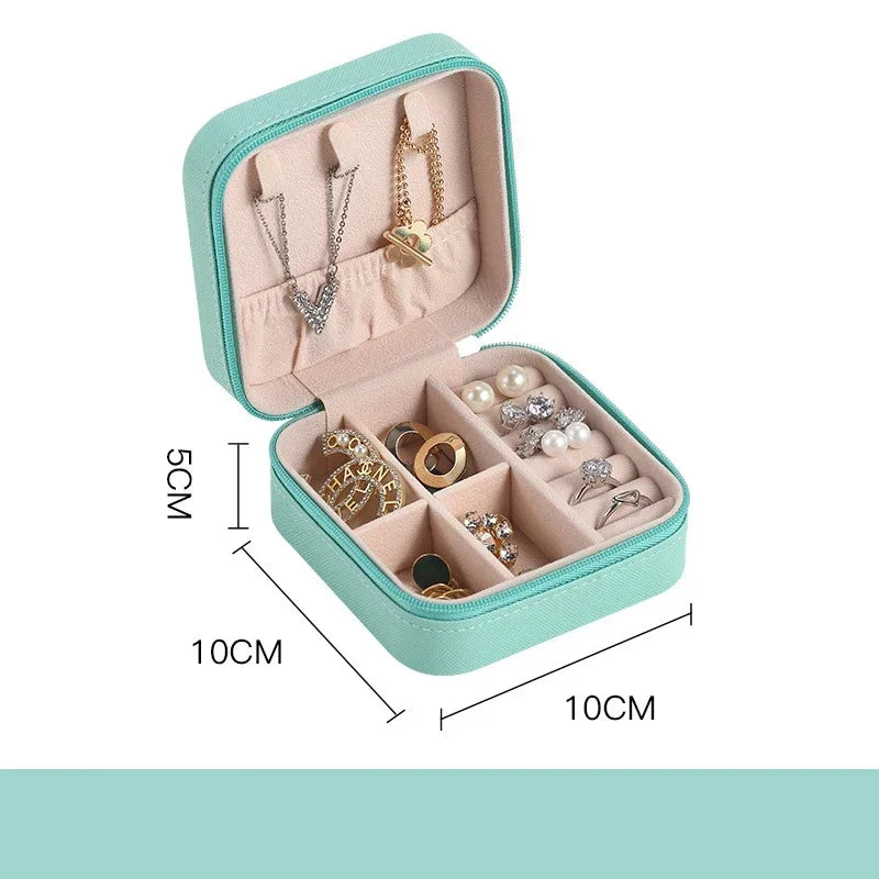 Portable Mini Jewelry Storage Box Travel Organizer Case Leather Earrings Necklace Ring Display - Visuel 10 | SAMAG