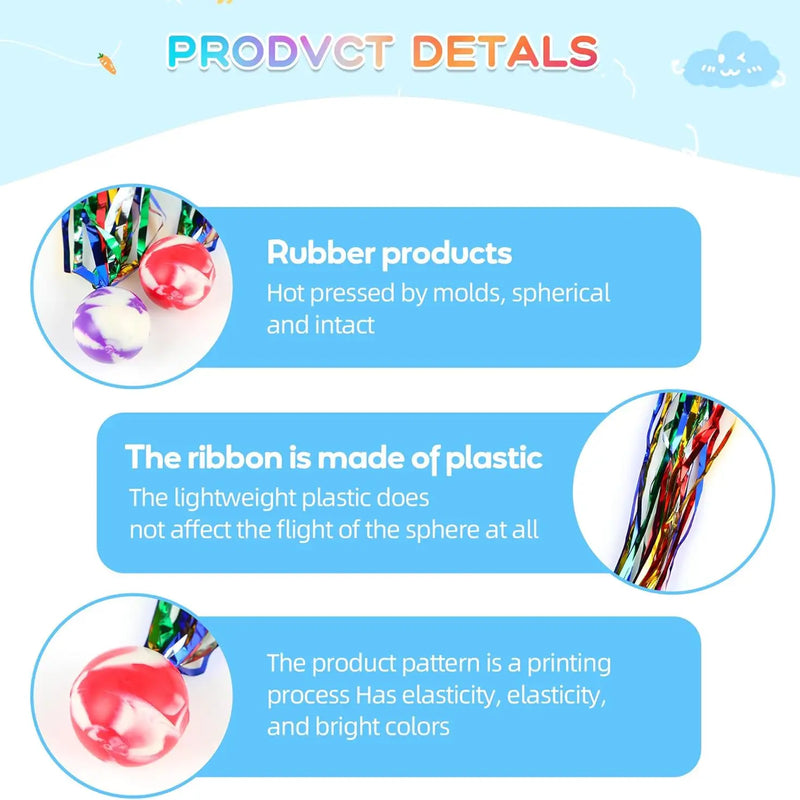 Comet Balls Bouncy with Colorful Streamers Mini Rubber | SAMAG