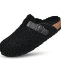 Kidmi Women's Cork Insole Clogs Winter Warm Lined Non-slip Mules Slipper With Adjustable Buckle Lady Cozy Bedroom Potato Shoes