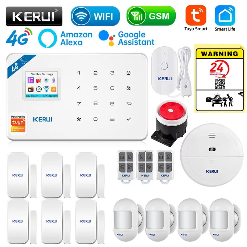 KERUI W184 4G WIFI GSM Alarm Security Alarm System Kit Wireless Home Tuya Smart APP Control Motion Sensor Burglar Support Alexa