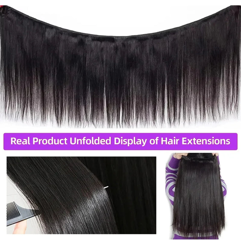 100% Human Hair Bone Straight Human Hair Bundle Natural Black 3 4 5 Bundles Remy Unprocessed Virgin Raw Human Hair Extensions
