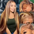 360 Full Lace Wig Highlight Ombre 30 40 Inch Bone Straight Human Hair Wigs 13x6 Hd Transparent Lace Frontal Wig Colored Human Hair Pre Plucked Wig For Women