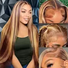 360 Full Lace Wig Highlight Ombre 30 40 Inch Bone Straight Human Hair Wigs 13x6 Hd Transparent Lace Frontal Wig Colored Human Hair Pre Plucked Wig For Women