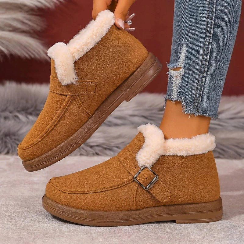 Fashion Warm Women's Ankle Boots Outdoor Shoes For Ladies 2026 Winter Flat Snow Boots Solid  Women's Shoes Soft Sole Comfortable