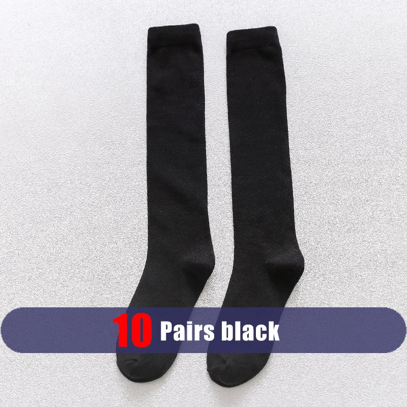 Men Long Socks Knee High Cotton Solid Business Soft | SAMAG