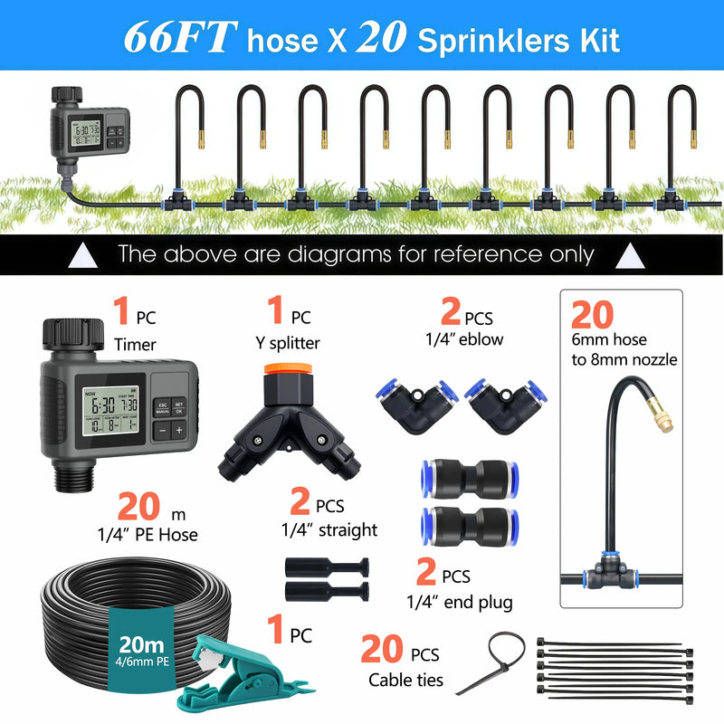 30-5m LCD Quick Connect Atomizing Sprinkler Timer Irrigation Kit Custom Automatic Watering System Flexible Adjustment Nozzle