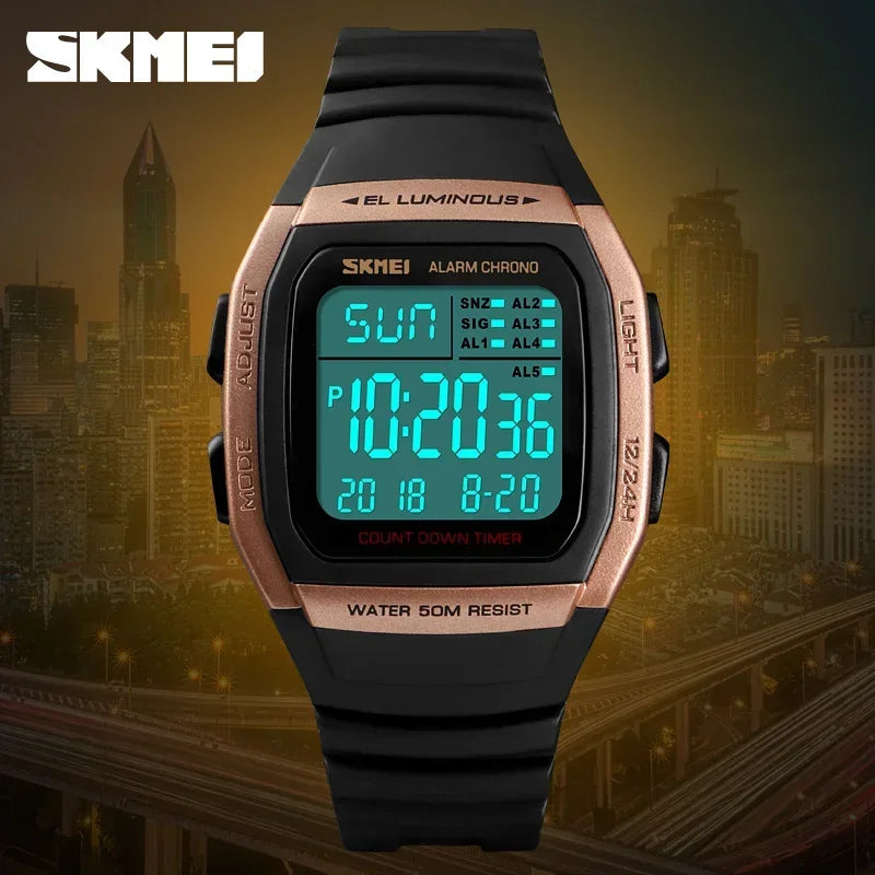 SKMEI 1278  Chrono Countdown Men Wristwatch  Casual Outdoor Male Clock Luminous montre homme Digital Dual Time Sport Mens Watche