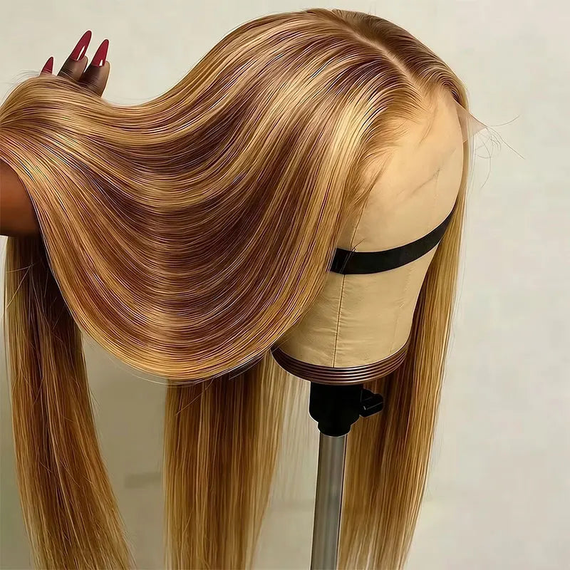360 Full Lace Wig Highlight Ombre 30 40 Inch Bone Straight Human Hair Wigs 13x6 Hd Transparent Lace Frontal Wig Colored Human Hair Pre Plucked Wig For Women