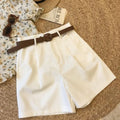 [Delivery Belt] Summer New Wide Leg Shorts Thin Cotton A-frame Shorts Office Ladies Classic Loose Casual Zipper Shorts for Women