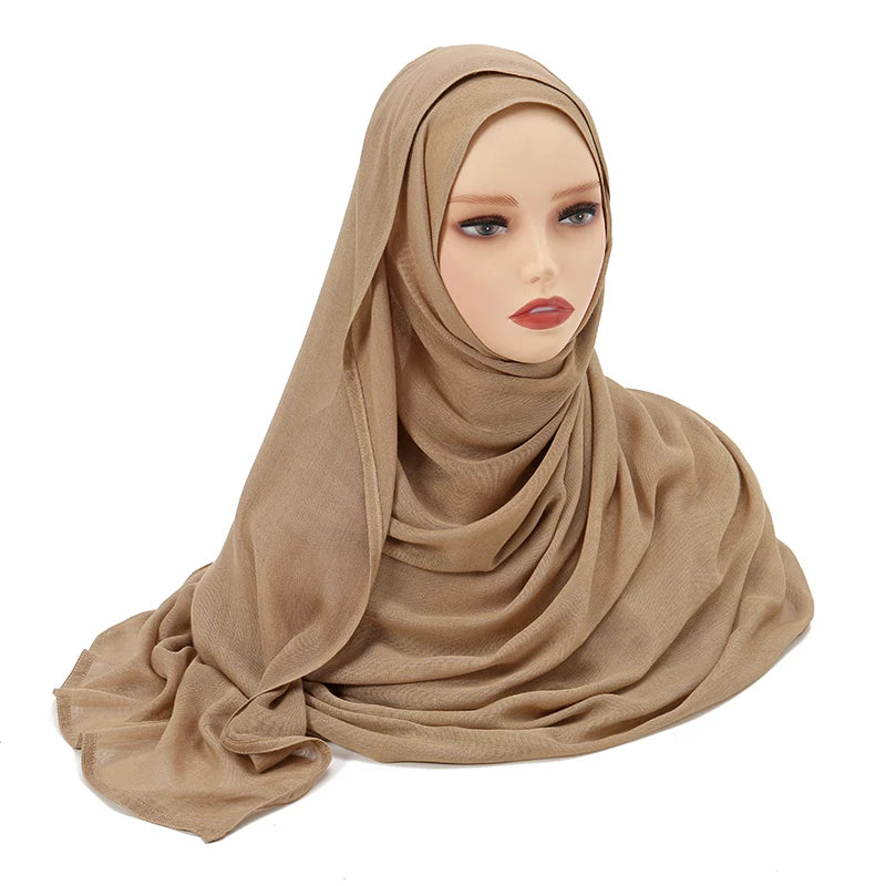 2024 Muslim Modal Rayon Cotton Hijab Shawls For Women Plain Scarf Big Size Headscarf Islamic Turban Headband 190*85cm