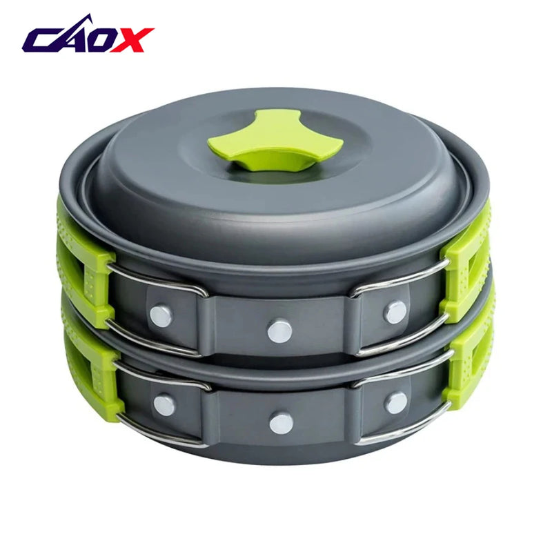 CAOX Amping Cookware Set Backpacker's Cooking Set: Portable, Durable Outdoor Cookware with Tableware and Handy Storage Bag