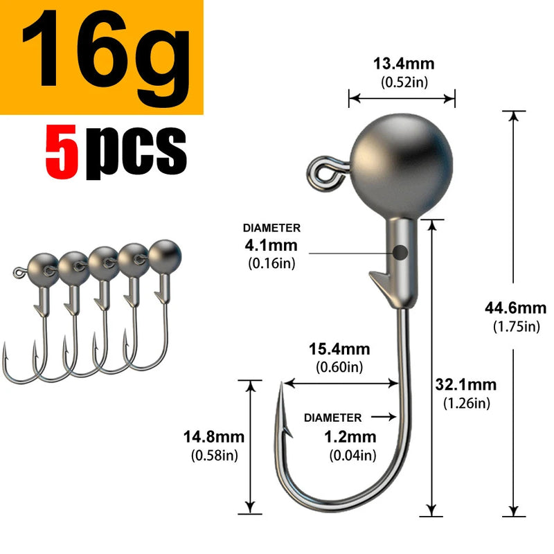 5pcs 1g 2g 3g 4g 5g 10g 20g 22g 25g 28g crank Jig head hook fishing hook head Jig lure hard bait soft worm jig hook for fishing
