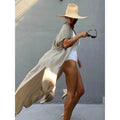 Swimsuit Cover Ups for Women Beach Cape Tunic Kimono Summer Belted Split Wrap Dresses Pareo Holiday Bathing Suits Factory Supply