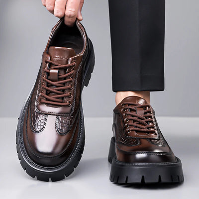 Retro Brown Men's Banquet Leather Shoes Thick Soled | SAMAG