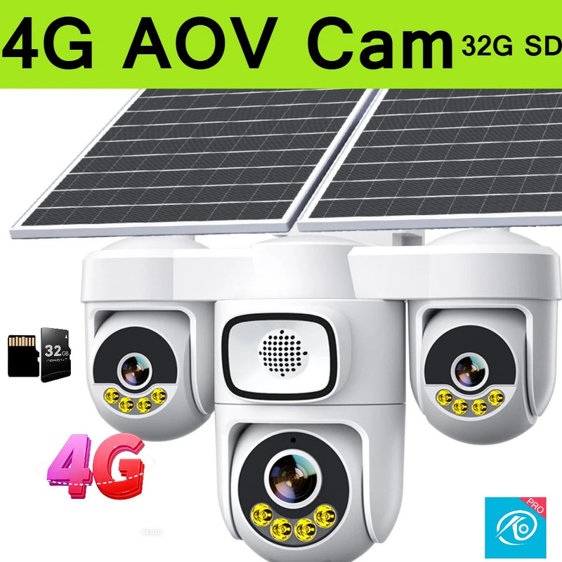 15MP 4G AOV Wireless Solar Camera 4G Sim Card Solar CCTV Auto Tracking Outdoor Protection Solar Security Camera Battery O-kam
