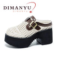 Women's Summer Slippers Mesh Holes 2026 New Women's Platform Mules 9cm High Heel  Woven Slippers Women