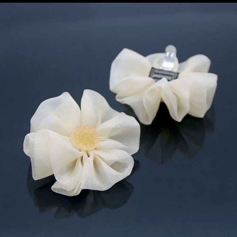 2Pcs/pack Shiny Rhinestone Shoe Clip Silk Flower Bowknot Shoe Decorations  Charm Buckle Wedding Brooch Bride Shoe Accessories