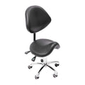 Rolling Saddle Stool Work Chair Height Adjustable  with Wheels +Backrest Heavy Duty