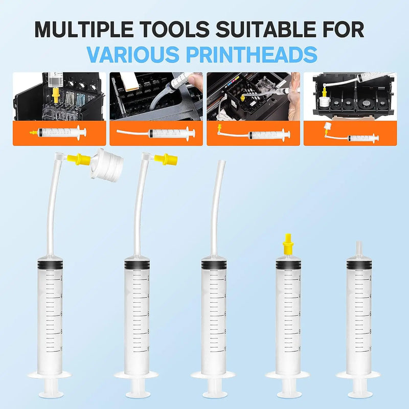 Universal Printhead Cleaning Kit for Epson EcoTank,HP,Canon, Brother Inkjet Printers:Unclog Nozzles & Fix Streaks/Print Quality