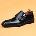 High-end Cowhide Leather Shoes For Men Square Toe Double Monk Strap Shoes Mens Dress Shoes Slip On Business Formal Shoes