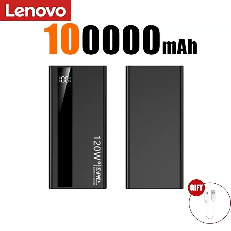 Lenovo 500000mAh 3C High Capacity PowerBank 120W Super Fast Charging Digital Display Portable External Battery For Xiaomi iPhone