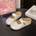 Summer Women Metallic Round Toe Mary Jane Hook & Loop Strap Mules Clogs Non Slip Casual Flats Sandals Slippers Shoes for Ladies
