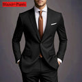 2026 New Luxury Elegant Men's Suits 2 Piece Set Fashion Korean Casual Slim Fit Social Groom Wedding Tuxedo