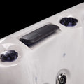 Luxury 7-seat Portable Freestanding Rectangular Acrylic Hot Tub with 70 Nozzles, LED Lighting, and Spa Massage Function.
