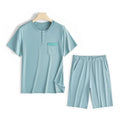Men's Super Soft Cotton Modal Pajama Set Short Sleeves Antibacterial Sleepwear Home Loungewear Comfortable Breathable Nightwear