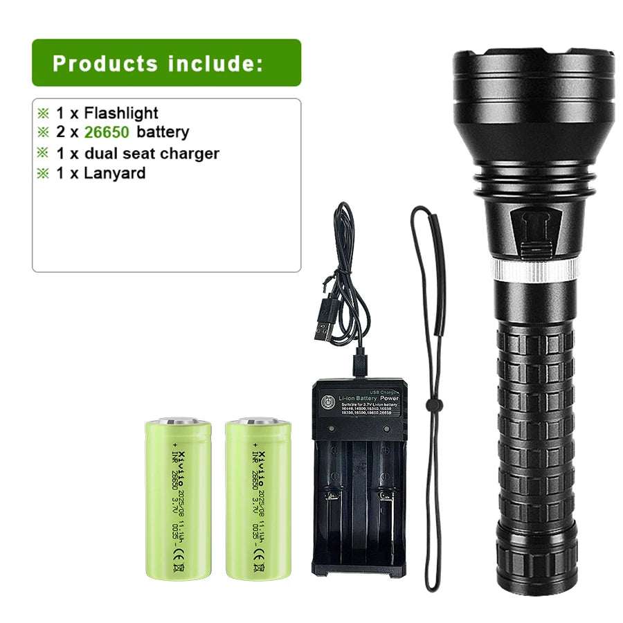 10000LM Powerful XHP360 Diving Flashlight IPX8 Underwater Lamp Professional Scuba Diving Torch 1000M High Power LED Flashlights