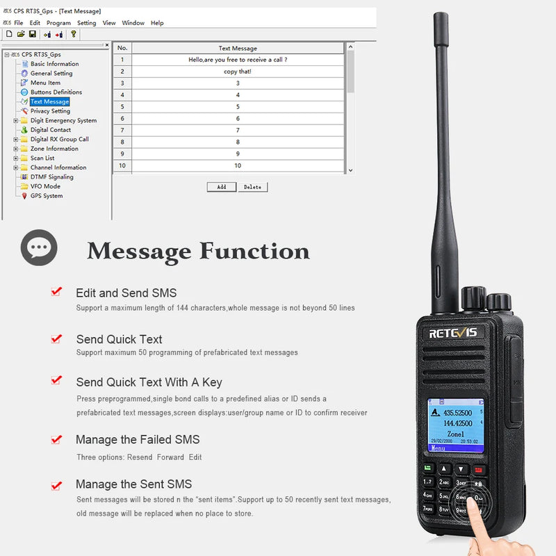 Retevis RT3S Walkie Talkie DMR Radio Long Range Walkie Talkies Camping Ham Radio UHF VHF GPS AES256 Encryption Digital Portable