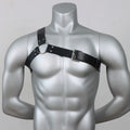 Gothic Men Leather Suspenders Belt Men's Black Leather Single Shoulder Harness - Adjustable Punk Chest Strap for Gothic Outfits