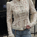 Tossy Summer Lace Printed Shirts Tops Female Hollow Out | SAMAG
