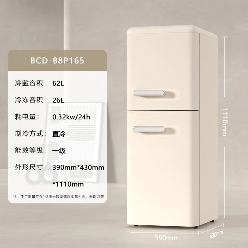 refrigerator retro single door double door small household kitchen refrigerated and frozen mini