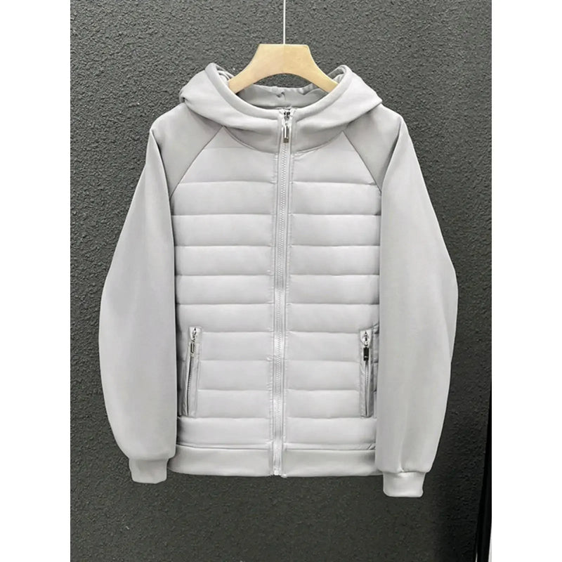 Trendy Hooded Solid Color Cotton Coat Jacket Grey Black White Loose Fit Versatile Casual Unique Couple Style Jacket For Men