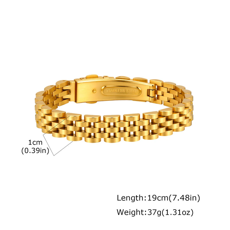 15MM Chunky Watch Band Bracelets for Men,19CM Magnetic Stainless Steel Links Wristband,Stylish Jewelry Gifts for Dad Husband Son