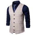 2026 New Men's Plaid Sleeveless Vest, Single Breasted V-Neck Suit Vests,Wedding/Party/Business/Office Waistcoat, Europe Size