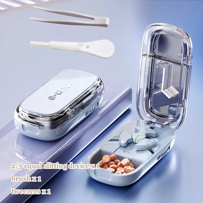 Tablet Divider Tablet Cutter with Storage Compartment for Small and Large Tablets Multiple Pill Cutters for Travel & Pets Daily