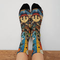 Fairy tale patchwork illustrations Funny Men's Socks Halloween Novelty Happy Socks Gift Retro Style Soft Warm Non-slip Socks