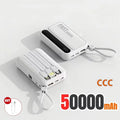 VIVO 500000mAh 120W Power Bank High Capacity 4 In1 Cables Intelligent Digital Display Light Portable Powerbank For iPhone Huawei
