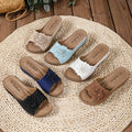 Retro Flower Decor Wedge Slippers Woman 2025 Summer Thick Bottom Platform Sandals Women Anti Slip Beach Shoes Outdoor Slides