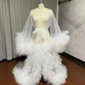 Women Dressing Gown Perspective Sheer Long Tulle Robe Puffy Pregnancy Maternity Dress for Baby Shower Nightgown Sleepwear Custom