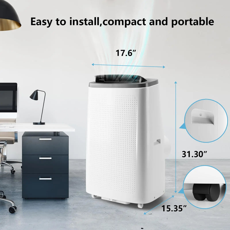 14000 BTU Portable Air Conditioner, 3-In-1 Cooling for 750 Sq.Ft Rooms,Quiet, Remote Control, LED Display, 24H Timer, Window Kit, Energy Efficient,Home/Office Use,Grey Top