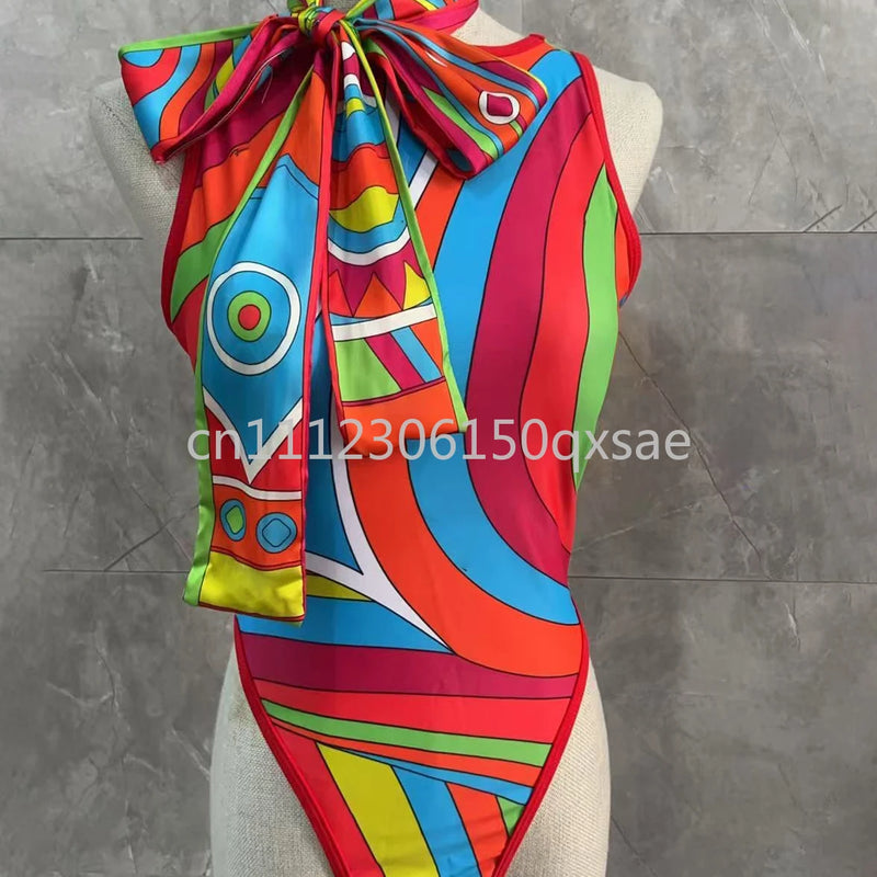 Women's Scarf Swimsuits with Letter Signature Logo Lady | SAMAG